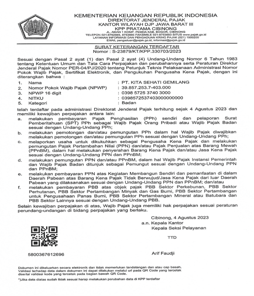 SURRAT KETERANGAN TERDAFTAR